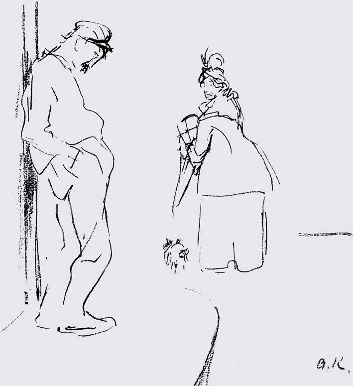  阿尔图尔·康波夫 Arthur kampf —— 街头的男人与牵狗的妇人